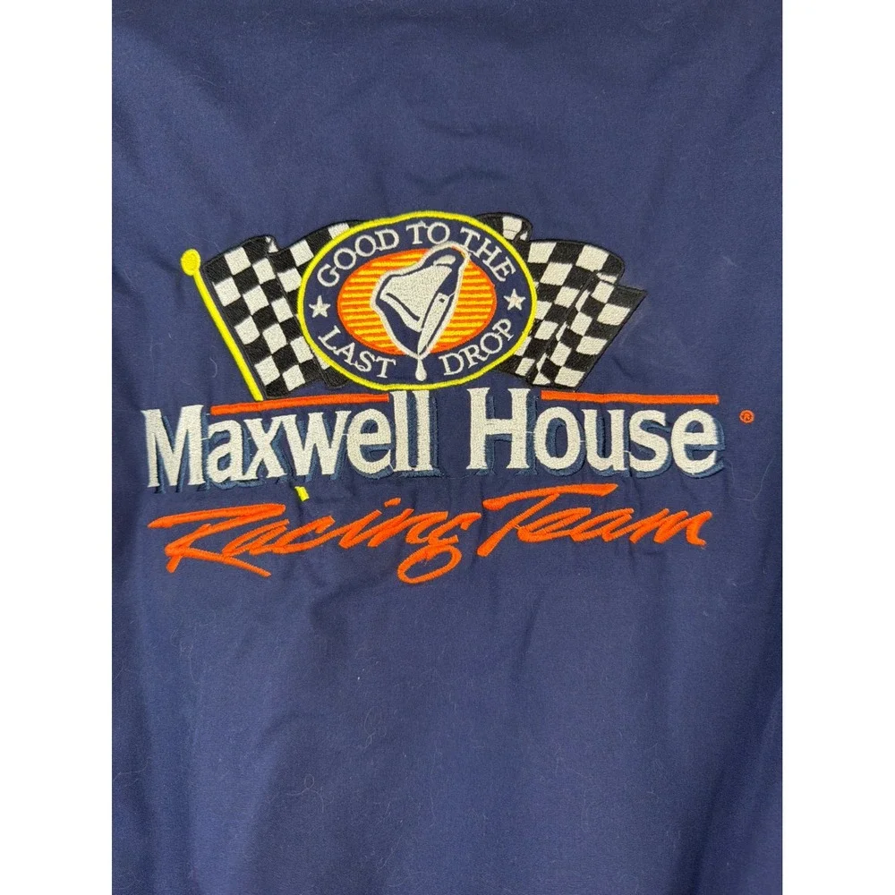 VTG 90s Ford Motorsport‎ Racing Jacket Mens XL Blue Maxwell House Racing Team
